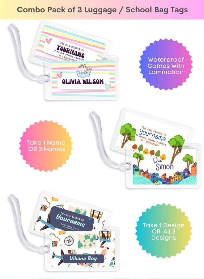 Yellow Nuts بطاقات تعريف الأمتعة الشخصية من يلو ناتس، حقائب مدرسية، ملصقات أسماء، حقائب سفر، بطاقات هوية سفر للأطفال (بنات وأولاد) - Image 5